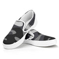 Grey And White Camouflage Print White Slip On Sneakers