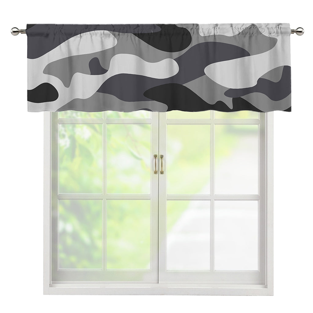 Grey And White Camouflage Print Window Valance