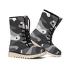 Grey And White Camouflage Print Winter Boots