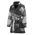 Grey And White Camouflage Print Women's Bathrobe