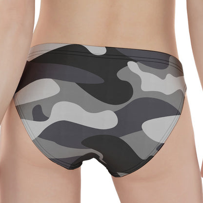 Grey And White Camouflage Print Women's Panties