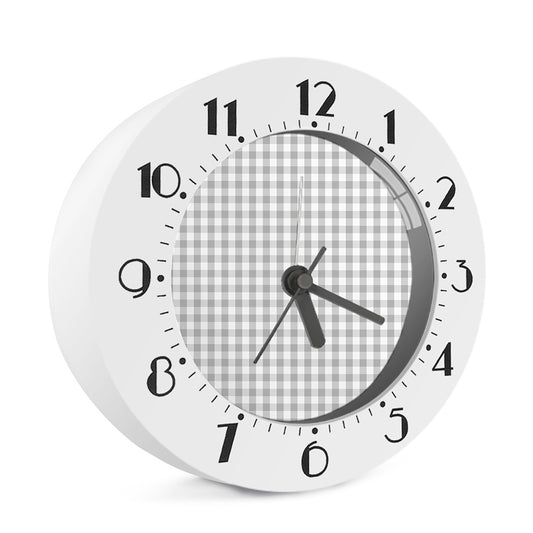 Grey And White Check Pattern Print Alarm Clock