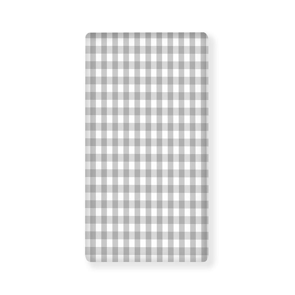 Grey And White Check Pattern Print Baby Crib Sheet