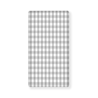 Grey And White Check Pattern Print Baby Crib Sheet