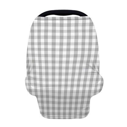Grey And White Check Pattern Print Baby Seat Cover
