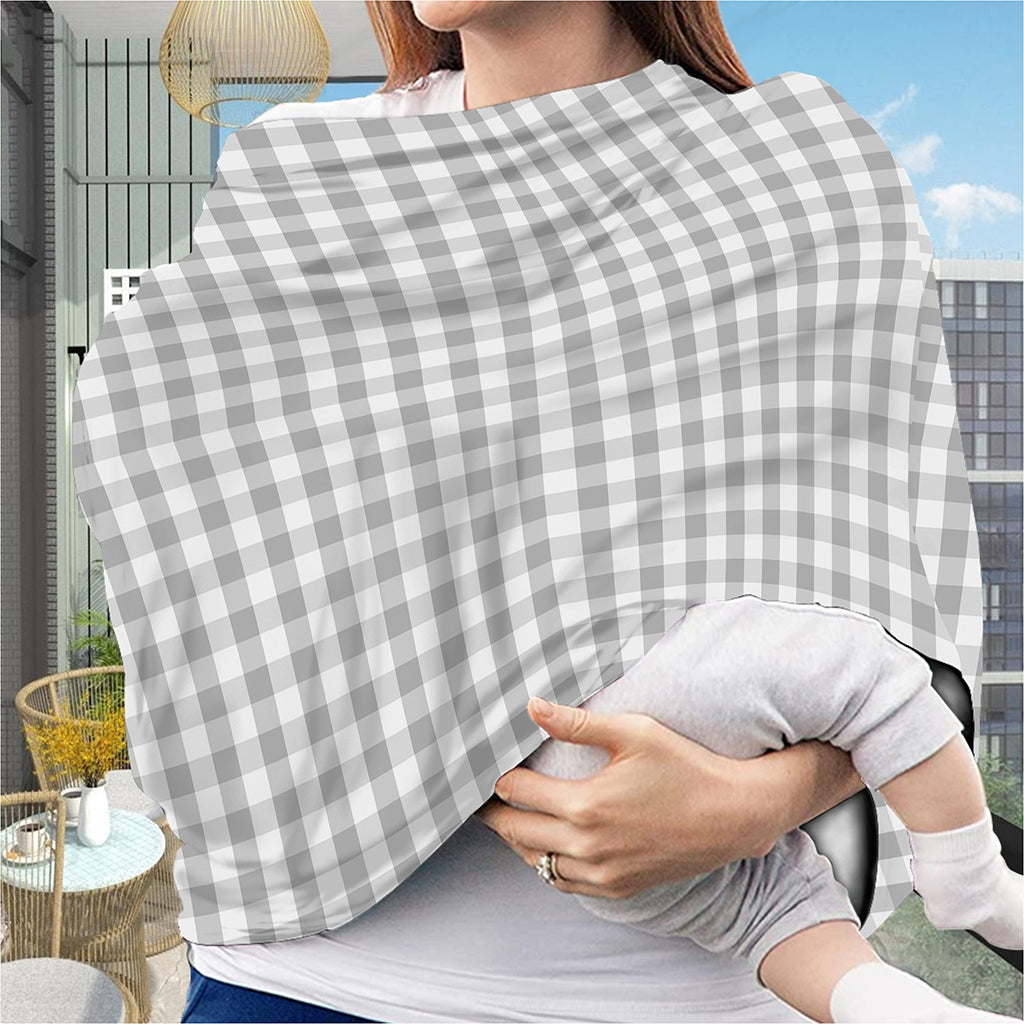 Grey And White Check Pattern Print Baby Seat Cover