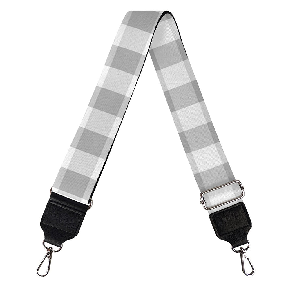 Grey And White Check Pattern Print Bag Strap