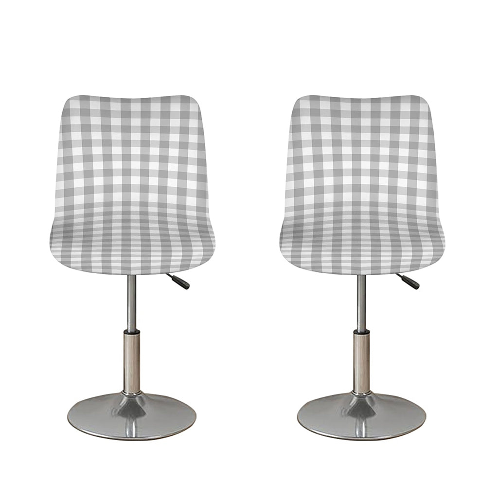 Grey And White Check Pattern Print Bar Stool Covers