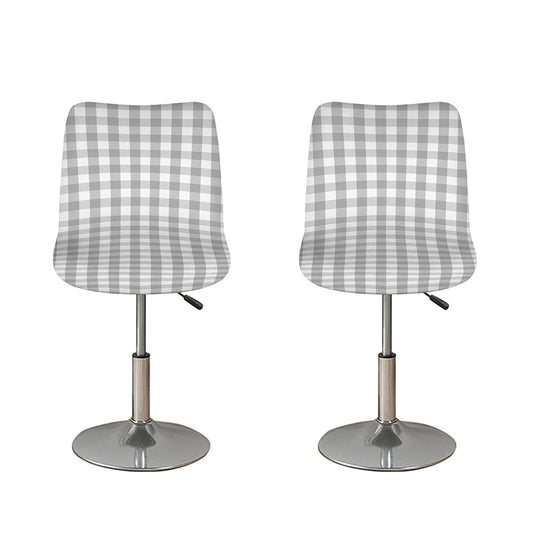 Grey And White Check Pattern Print Bar Stool Covers