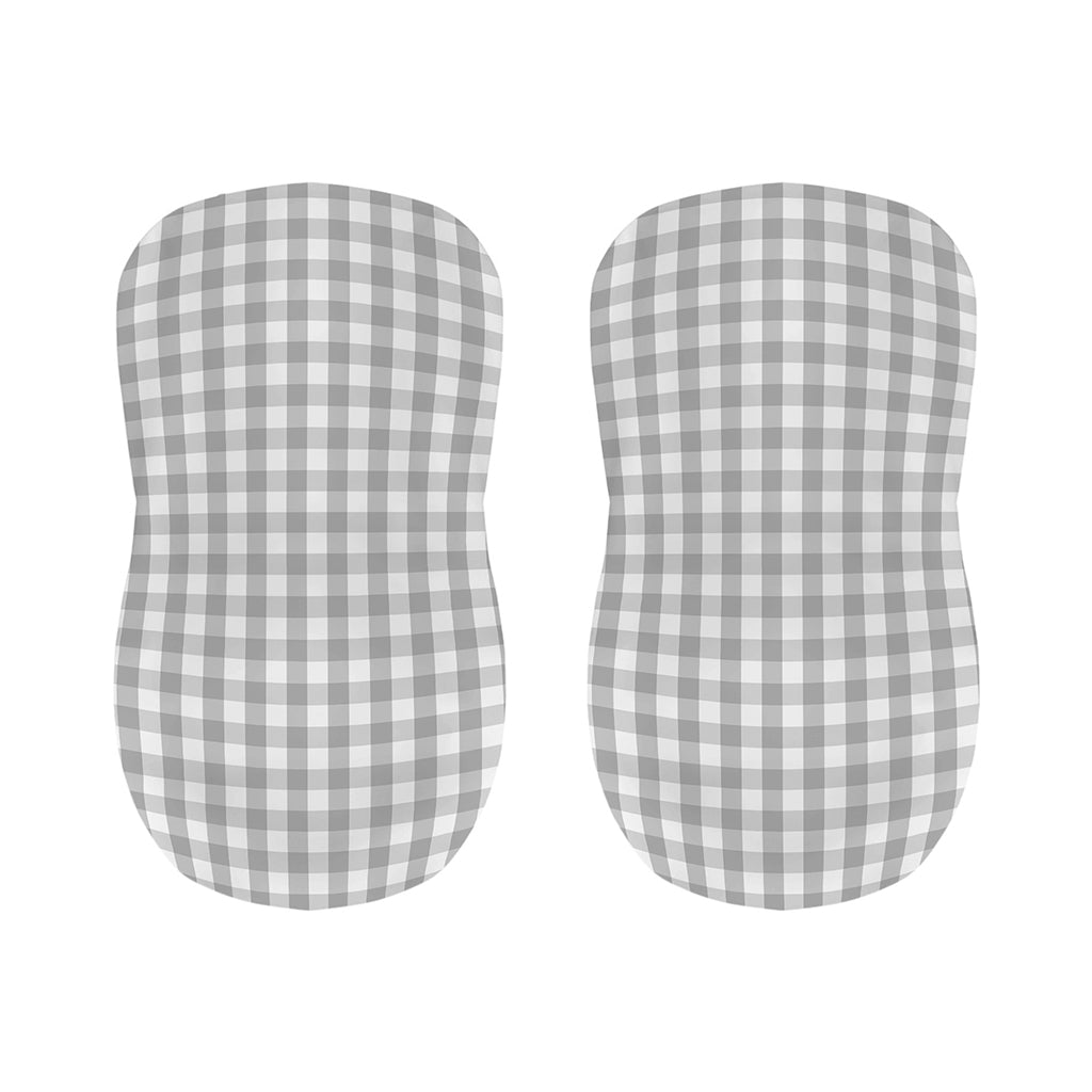 Grey And White Check Pattern Print Bar Stool Covers