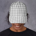 Grey And White Check Pattern Print Baseball Cap