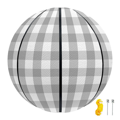 Grey And White Check Pattern Print Basketball