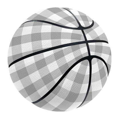 Grey And White Check Pattern Print Basketball