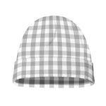 Grey And White Check Pattern Print Beanie