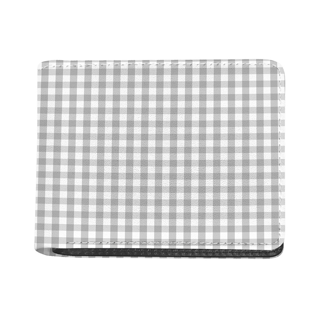 Grey And White Check Pattern Print Bifold Wallet