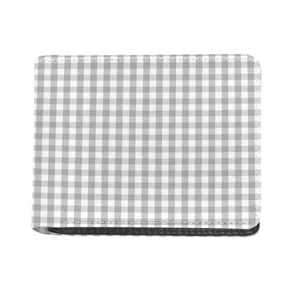 Grey And White Check Pattern Print Bifold Wallet