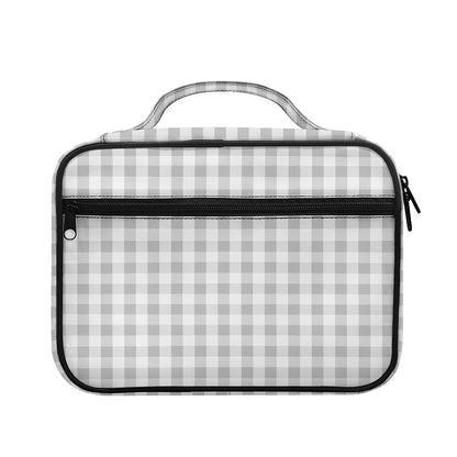 Grey And White Check Pattern Print Briefcase Bible Bag