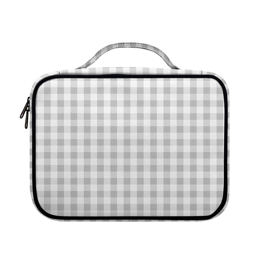 Grey And White Check Pattern Print Briefcase Bible Bag
