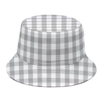 Grey And White Check Pattern Print Bucket Hat