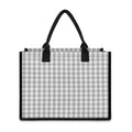 Grey And White Check Pattern Print Canvas Tote Bag