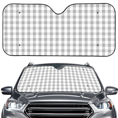Grey And White Check Pattern Print Car Windshield Sun Shade