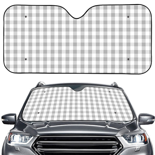 Grey And White Check Pattern Print Car Windshield Sun Shade