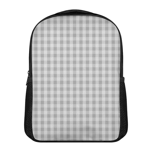 Grey And White Check Pattern Print Casual Backpack