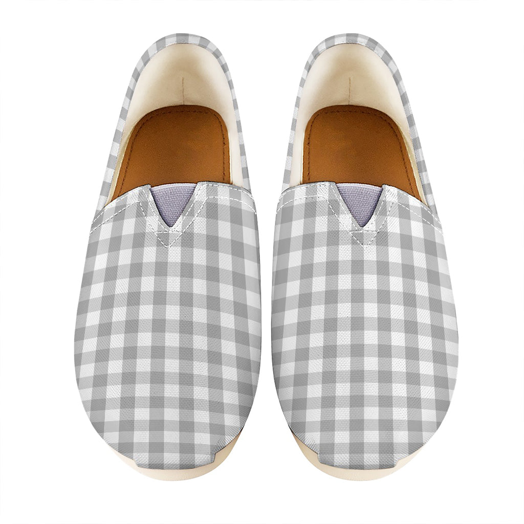 Grey And White Check Pattern Print Casual Shoes