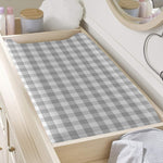 Grey And White Check Pattern Print Changing Pad Cover
