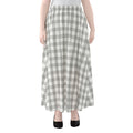 Grey And White Check Pattern Print Chiffon Maxi Skirt