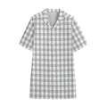 Grey And White Check Pattern Print Cotton Hawaiian Shirt