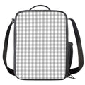 Grey And White Check Pattern Print Crossbody Lunch Bag