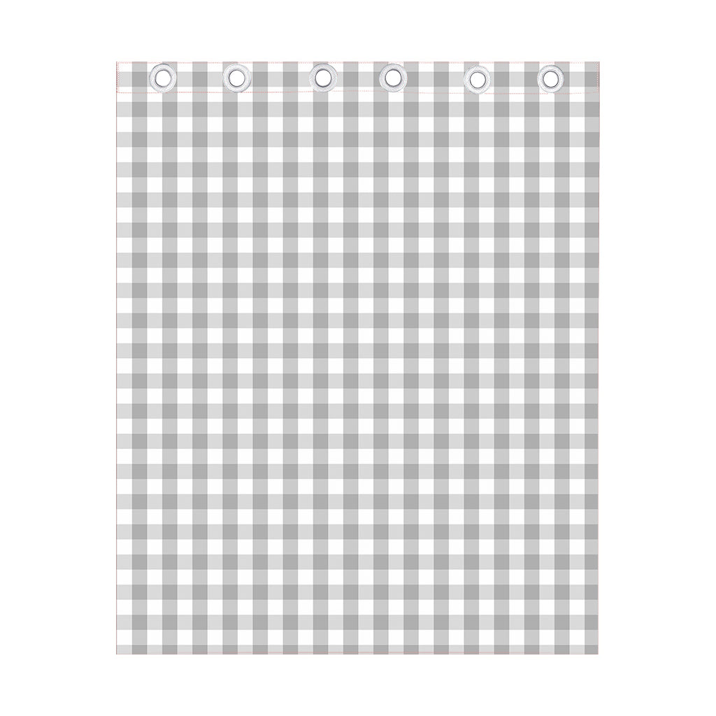 Grey And White Check Pattern Print Curtain