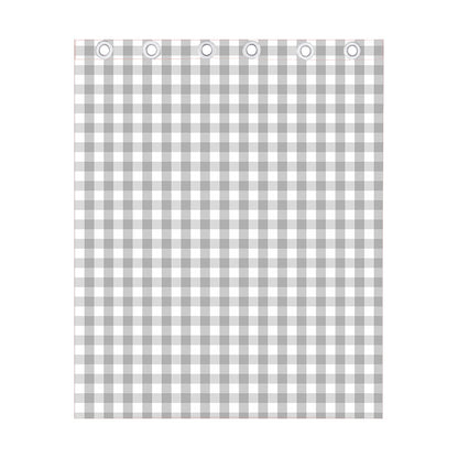 Grey And White Check Pattern Print Curtain