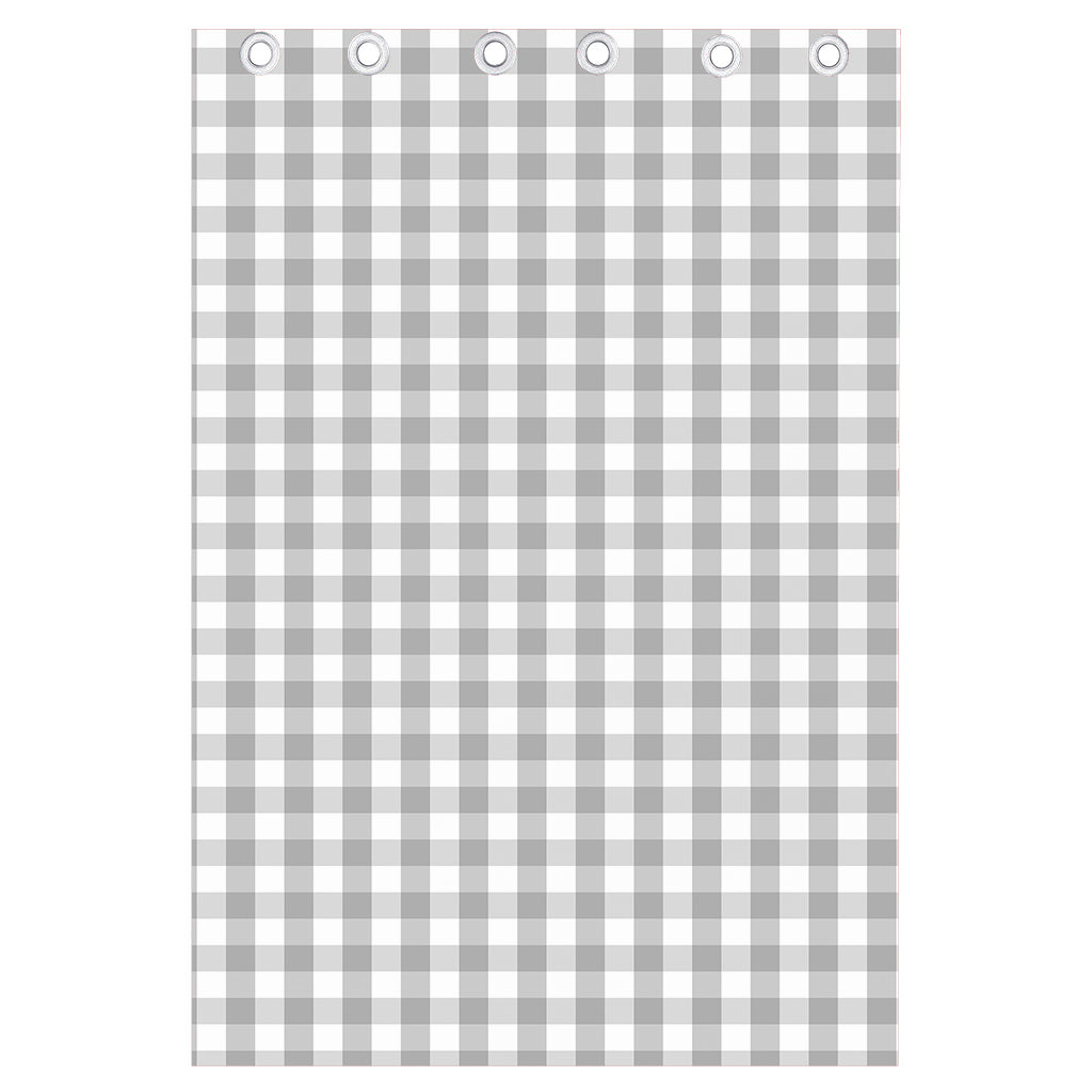 Grey And White Check Pattern Print Curtain