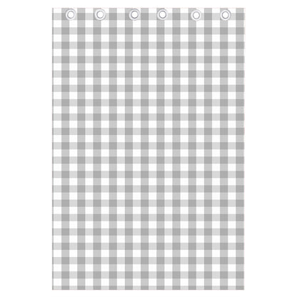Grey And White Check Pattern Print Curtain