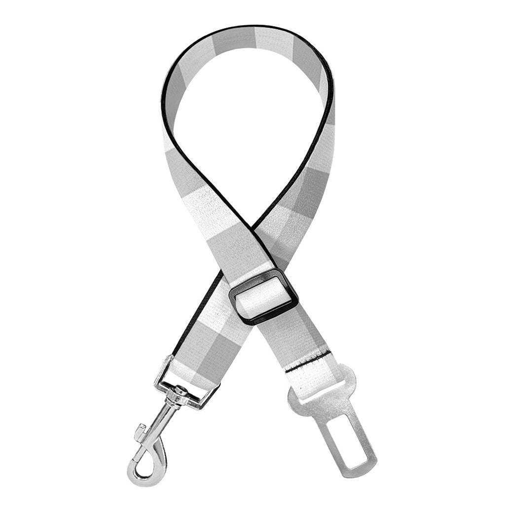 Grey And White Check Pattern Print Dog Seat Belt