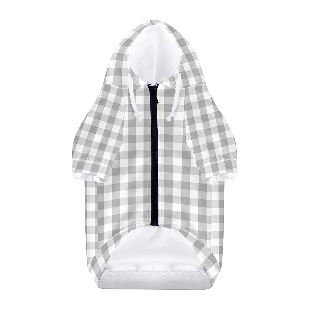 Grey And White Check Pattern Print Dog Zip Up Hoodie