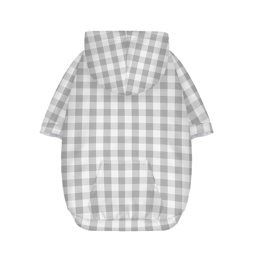 Grey And White Check Pattern Print Dog Zip Up Hoodie