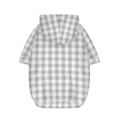 Grey And White Check Pattern Print Dog Zip Up Hoodie