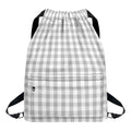 Grey And White Check Pattern Print Drawstring Backpack
