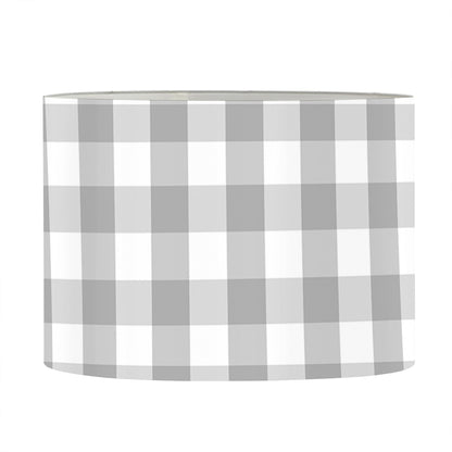Grey And White Check Pattern Print Drum Lamp Shade