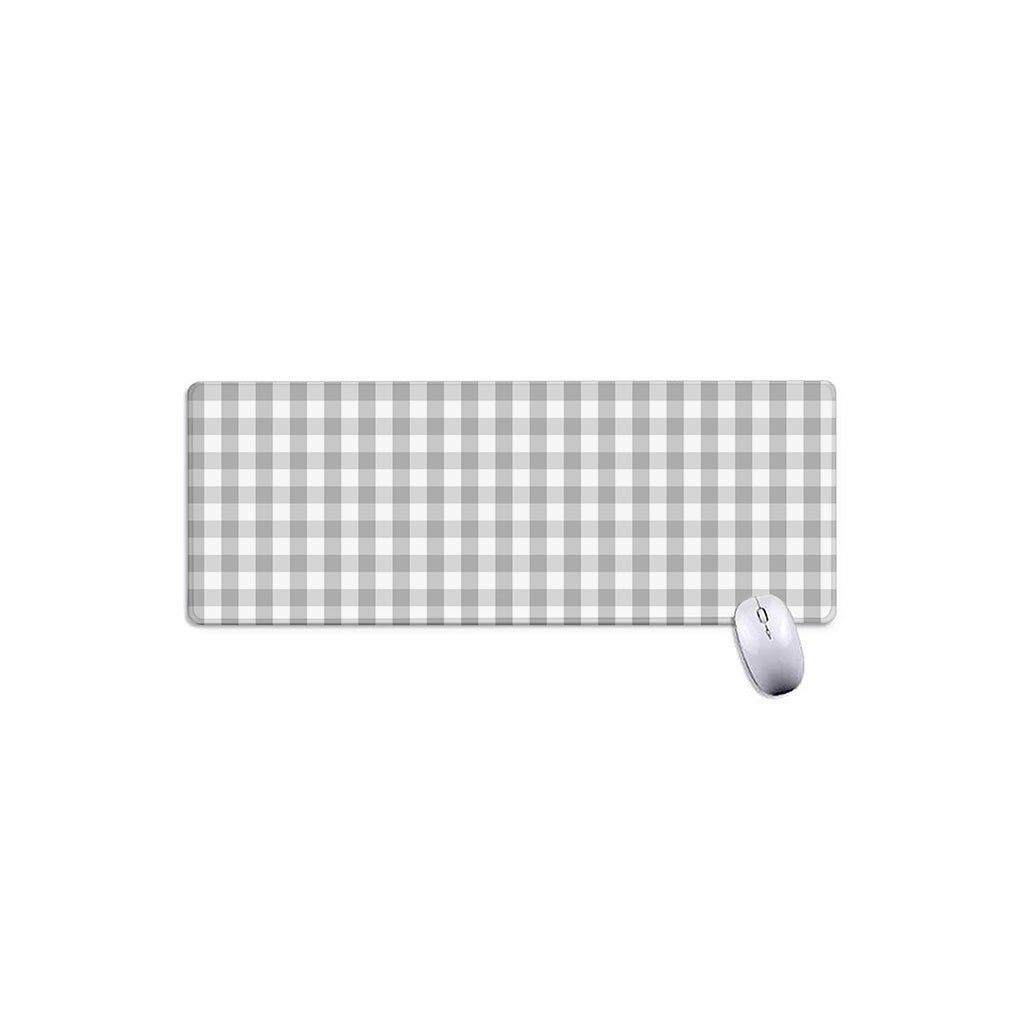 Grey And White Check Pattern Print Extended Mouse Pad