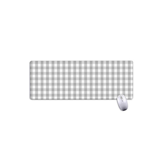 Grey And White Check Pattern Print Extended Mouse Pad