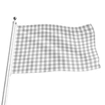 Grey And White Check Pattern Print Flag