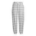 Grey And White Check Pattern Print Fleece Lined Knit Pants