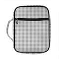 Grey And White Check Pattern Print Front Pocket Bible Bag