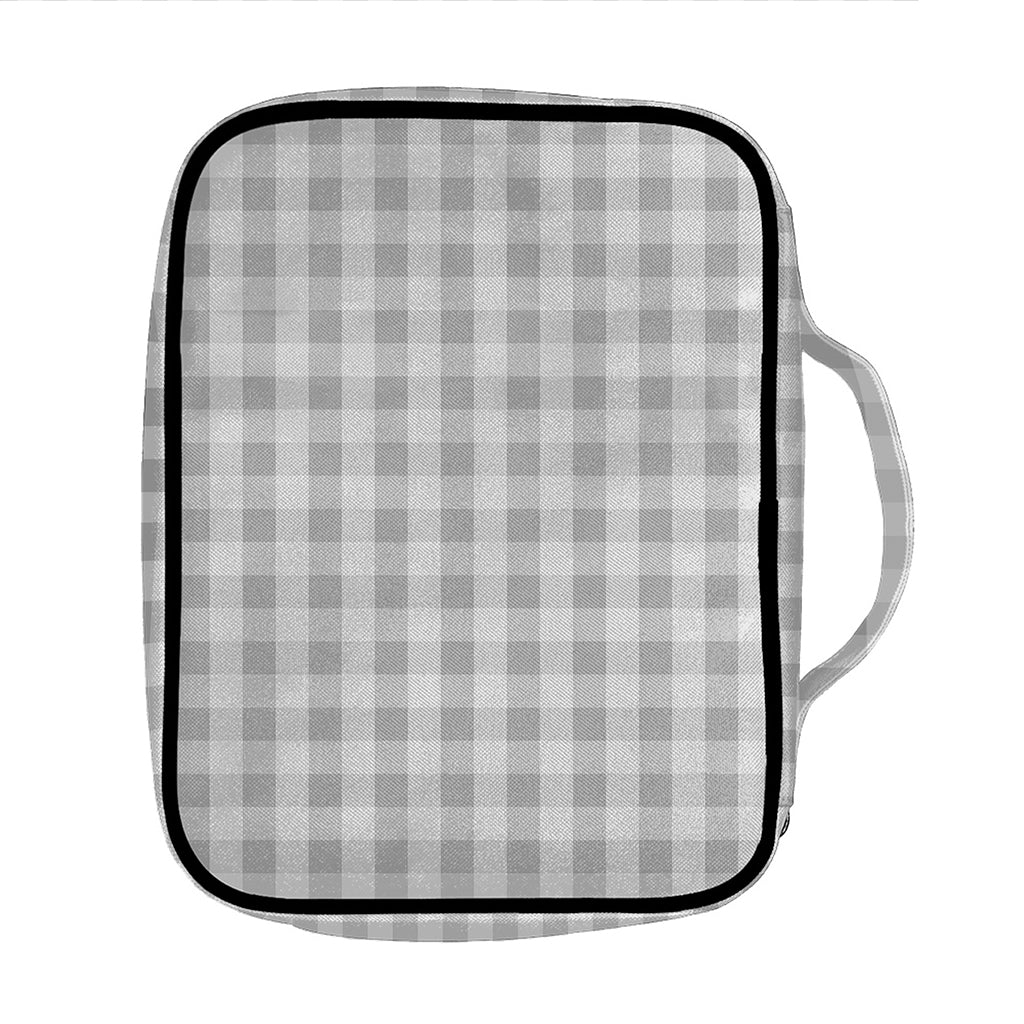Grey And White Check Pattern Print Front Pocket Bible Bag