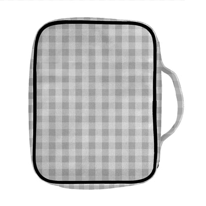 Grey And White Check Pattern Print Front Pocket Bible Bag