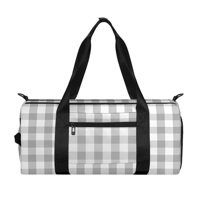 Grey And White Check Pattern Print Gym Bag